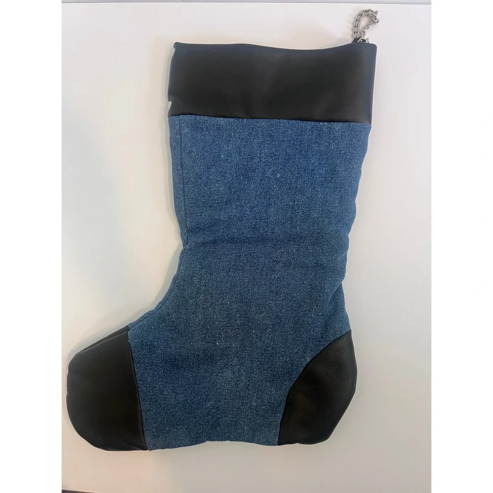 Harley-Davidson Denim and Leather Christmas Stocking Blue Studded Logo Ornament